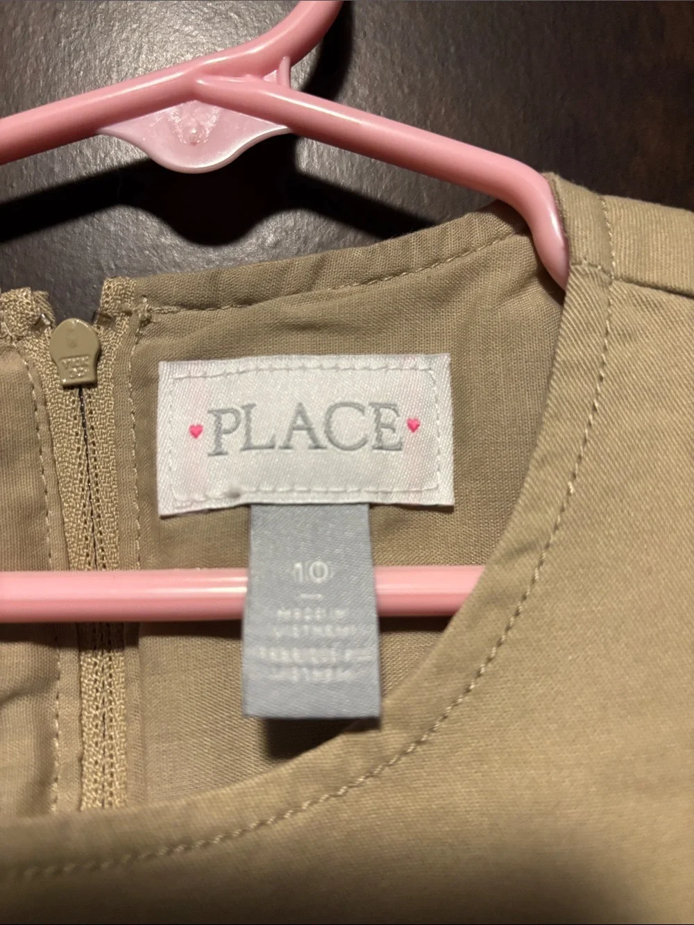 The Children's Place Tan Pleated Bow-Front School uniform Dress